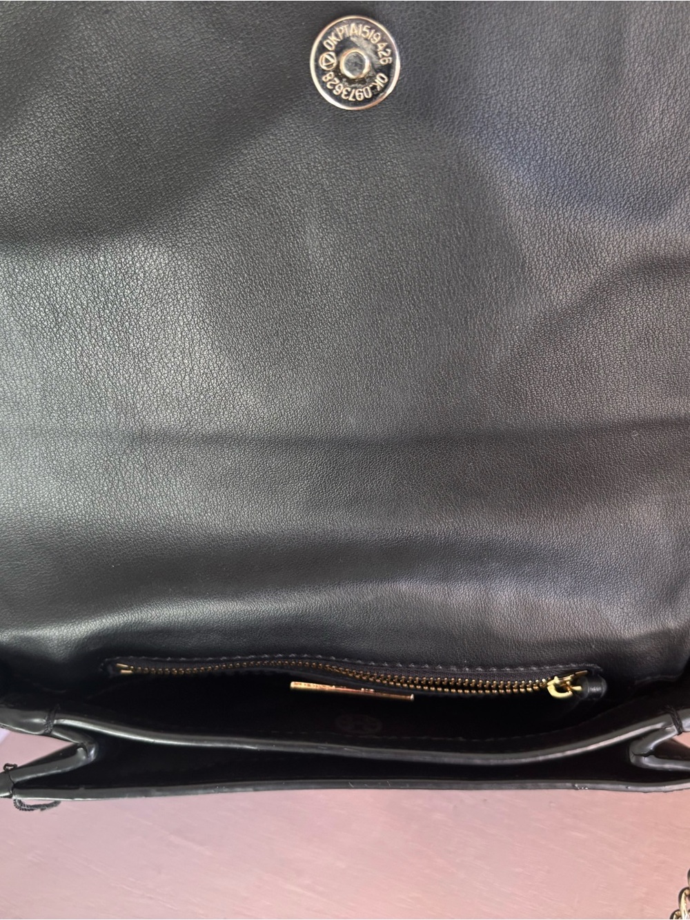 Tory Burch Isabella Clutch- Black Leather Logo Chain Crossbody - Picture 5 of 16